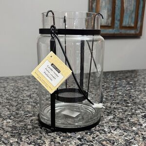 Ashland Clear and Black Glass Candle Holder NEW